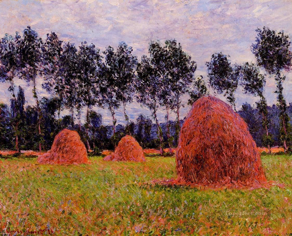 Haystacks Overcast Day Claude Monet Oil Paintings